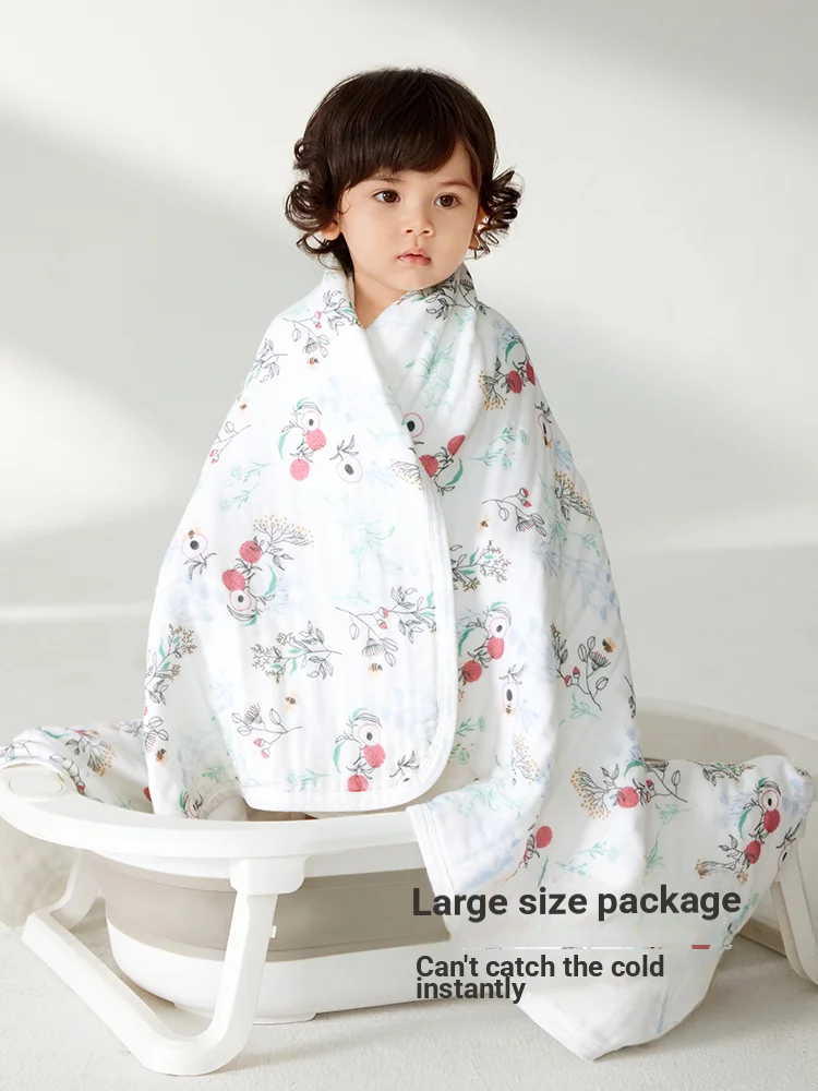 6-Layer Bubble Yarn Baby Bath Towel - Super Absorbent Breathable Cotton Gauze Newborn Infant Towel Eco-Friendly Bamboo Fiber