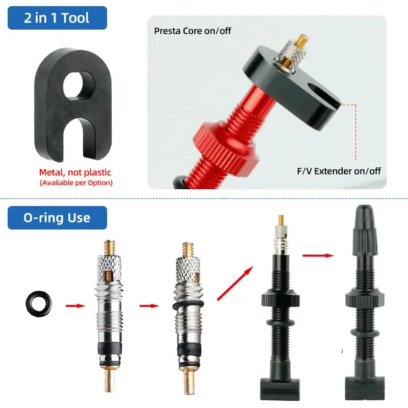 Bicycle Brass Tubeless Presta Valve Core W/ Optional Seal Ring N Aluminum Cap CNC-Machined Cycle Nozzle Replacement Parts