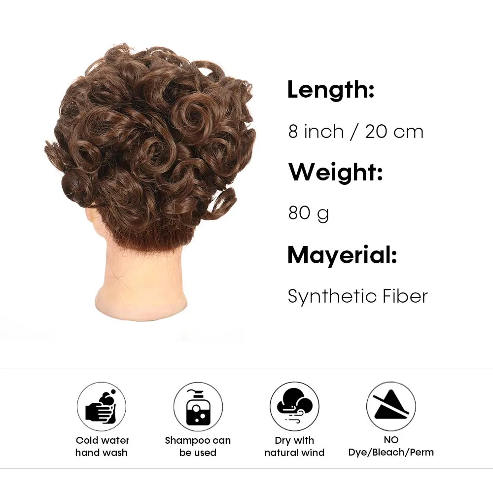 Curly Hair Chignon Synthetic with Comb Hair Bun Messy Wavy Elastic Rubber Band Chignon Wrap