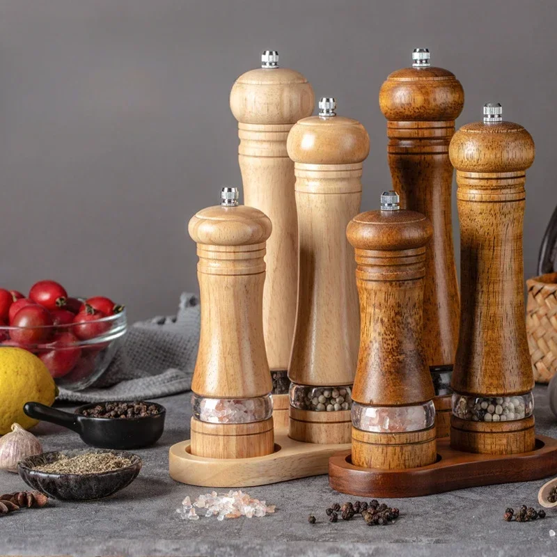 

Wood Grinder Acrylic Manual Pepper Mill Salt Mill Pepper Ceramic Core Multi-purpose Seasoning Bottle Kitchen Tools