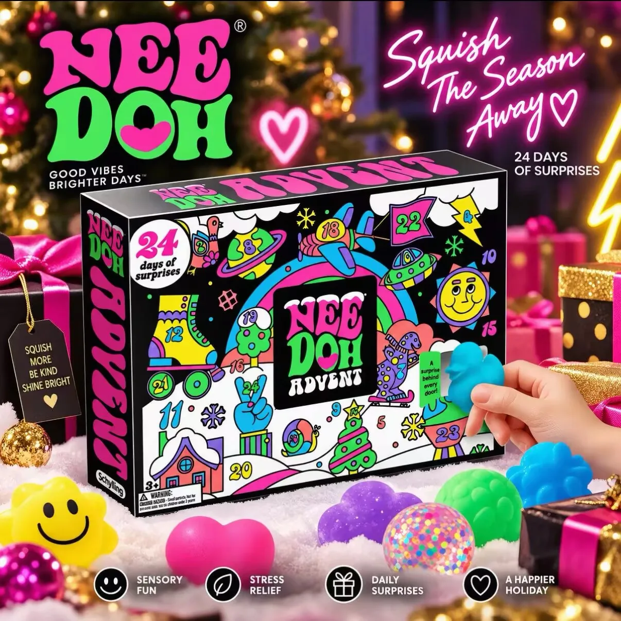 Needoh Adventskalender 24 Tage Countdown, Quetschbares Fidget-Spielzeug, Angstlinderung Sensorische Überraschungs-Blindbox-Geschenk