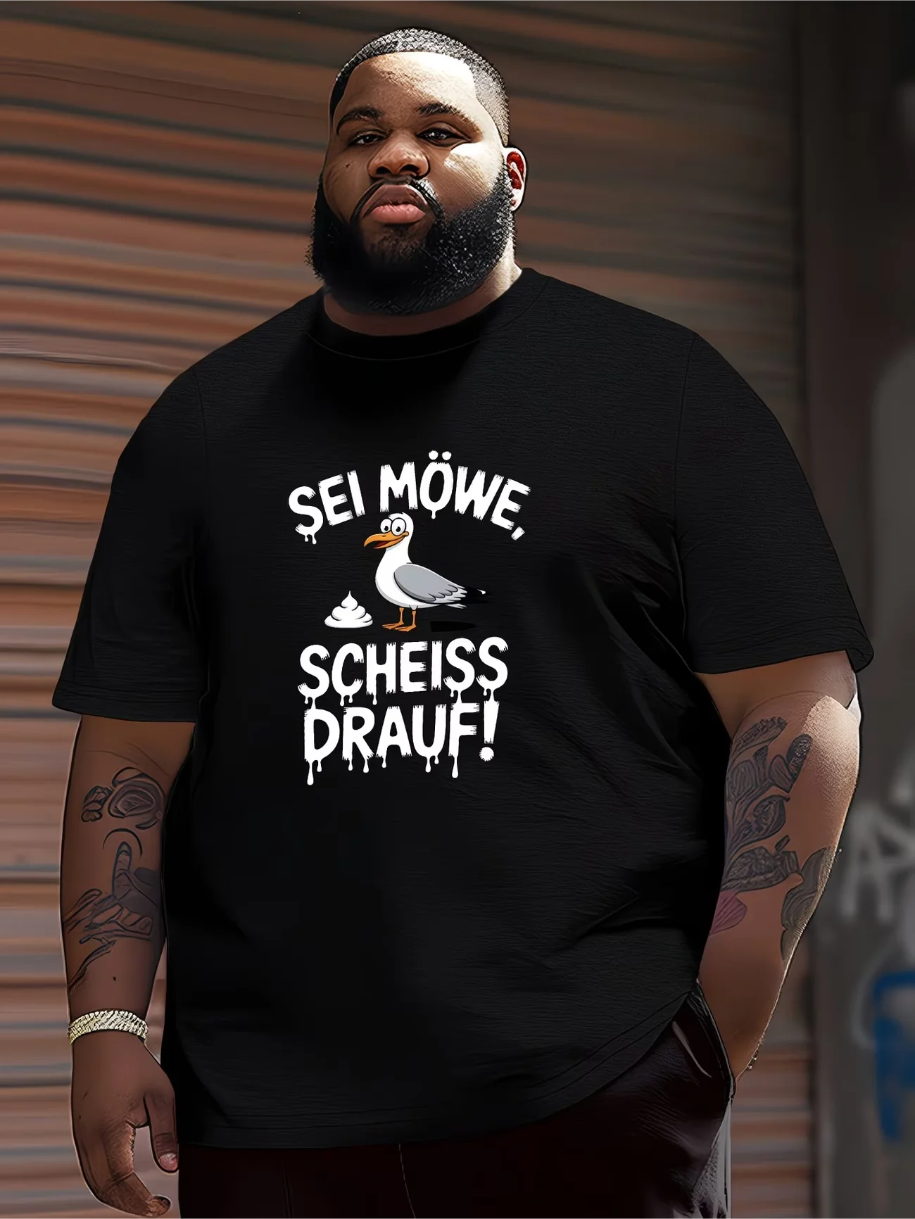 Novelty Men'S  German Seagull SEI MÖWE, SCHEISS DRAUF! Graphic T Shirt Women Top Tee Streetwear Casual  Oversize Ironic Humor