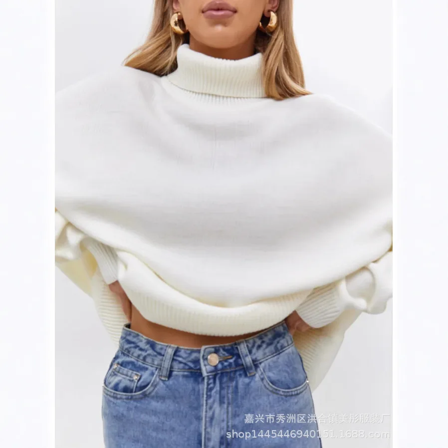 

Autumn and Winter Loose Turtleneck Knitted Pullover Sweater Women's Lazy Style Bottoming Shirt Outer Wear Top Europe and America
