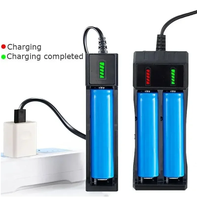 Universal 1 Slot 18650 Battery Charger LED Smart Quick Charging USB Rechargeable Lithium Battery Charger Dock Station Cradle