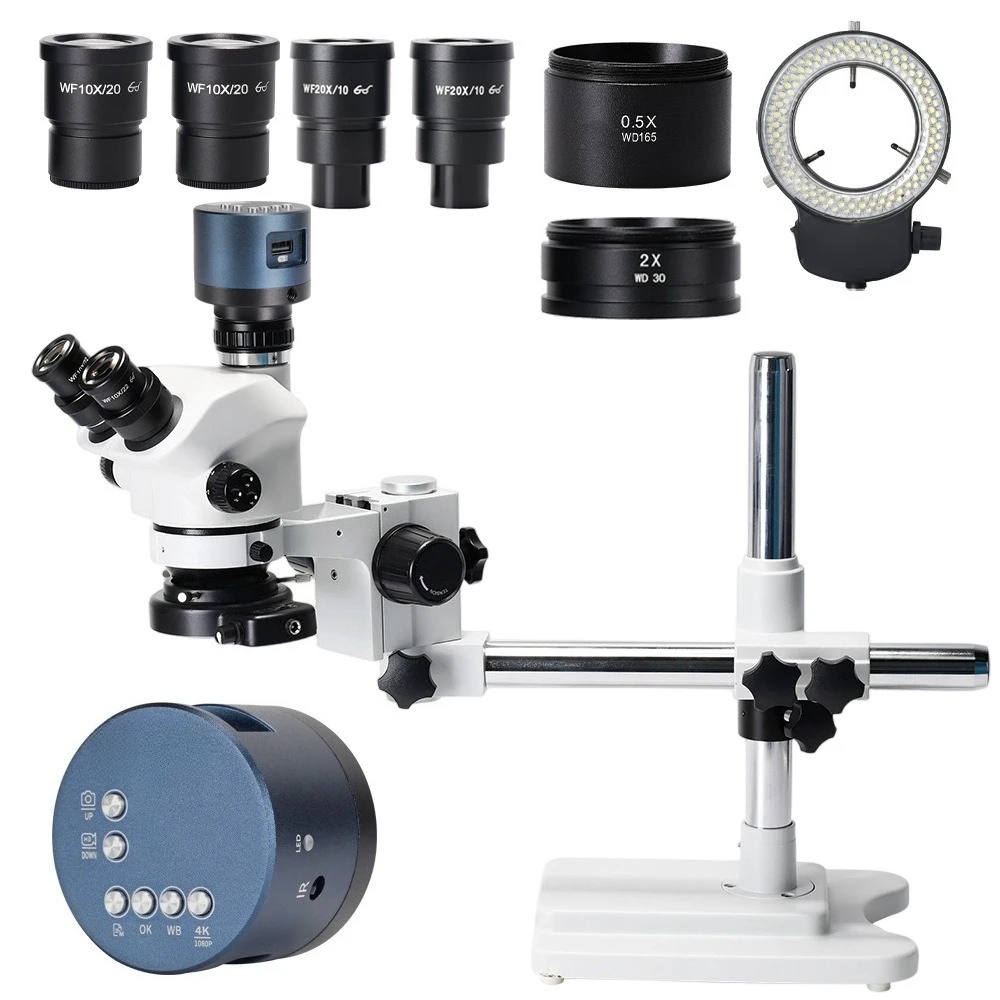 True 4K trinocular microscope single arm universal continuous zoom mobile phone repair magnifying glass 3.5-200 times