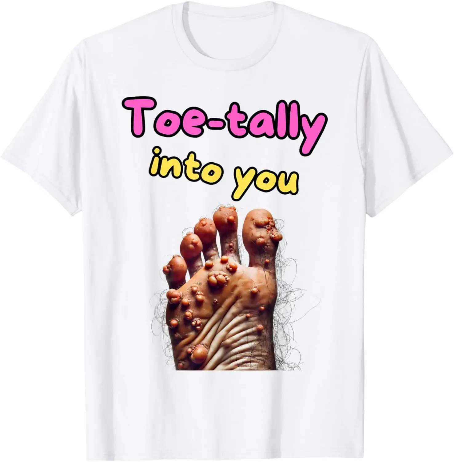 Awkward Funny Inappropriate T-shirt with A Toe on Your Ironic Printed Top Male Short-sleeved Round Neck Harajuku Clothing
