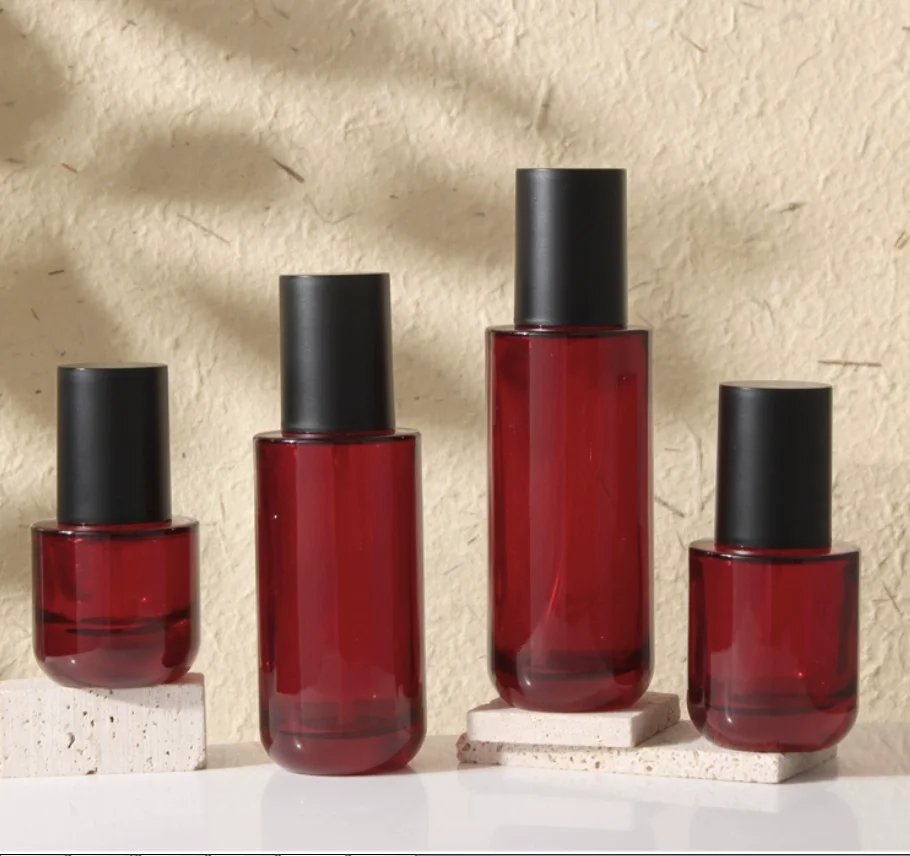 30 ml-120 ml witte glazen fles zwarte pomp serum/lotion/emulsie/foundation/essentie toilet toner water huidverzorging cosmetische verpakking