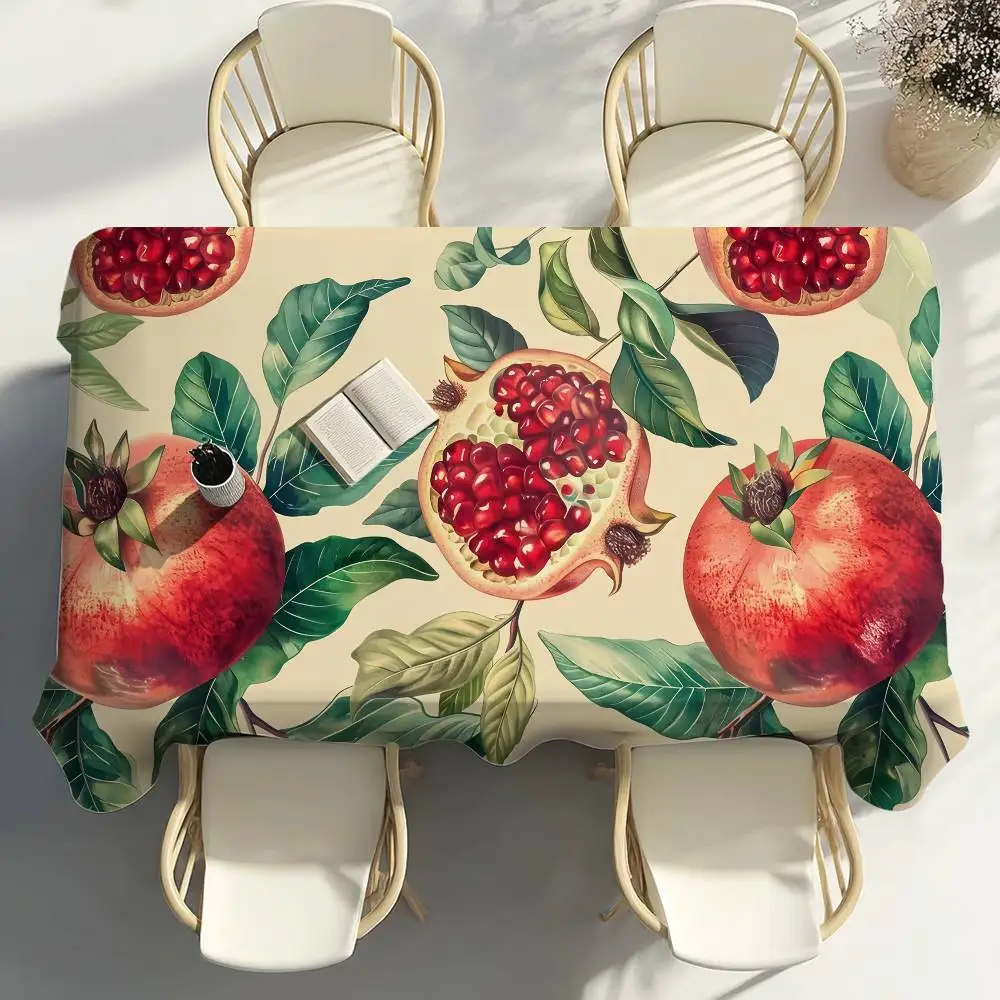 Pomegranate Fruit with Many Seeds Table Cloth Home Party Picnic Dining Room Kitchen Patios Stain-Proof Polyester Table Cloth