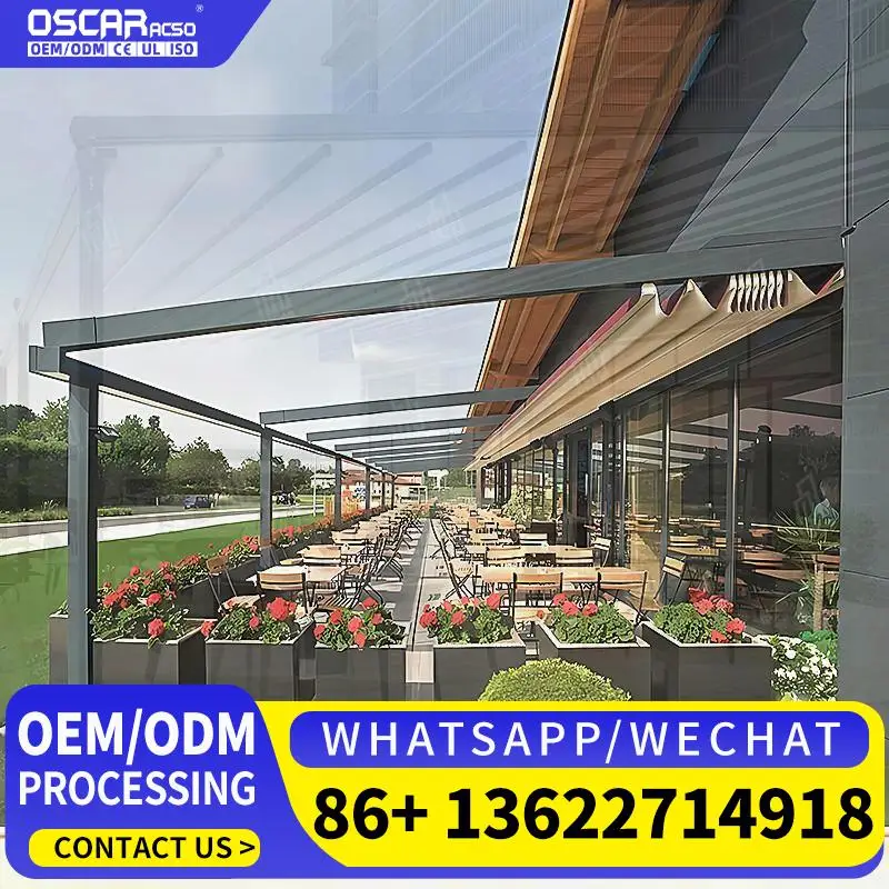 

Easy Installation Remotely Control Aluminum Frame Sunshade Large Area Covered Awning for Outdoor Patio Garden Restaurant Retract