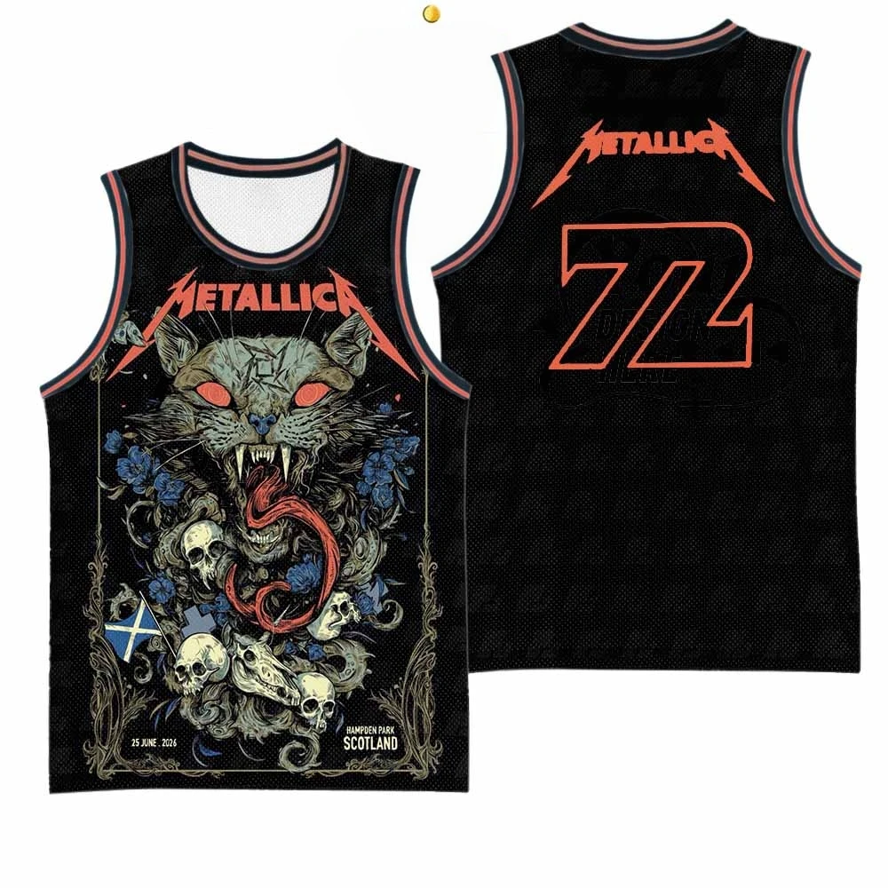 Metallica M72 Glasgow, Scotland World Tour 2026 Fan Basketball Jersey Men's and Women's Summer Vest Quick Drying Loose Tank Top