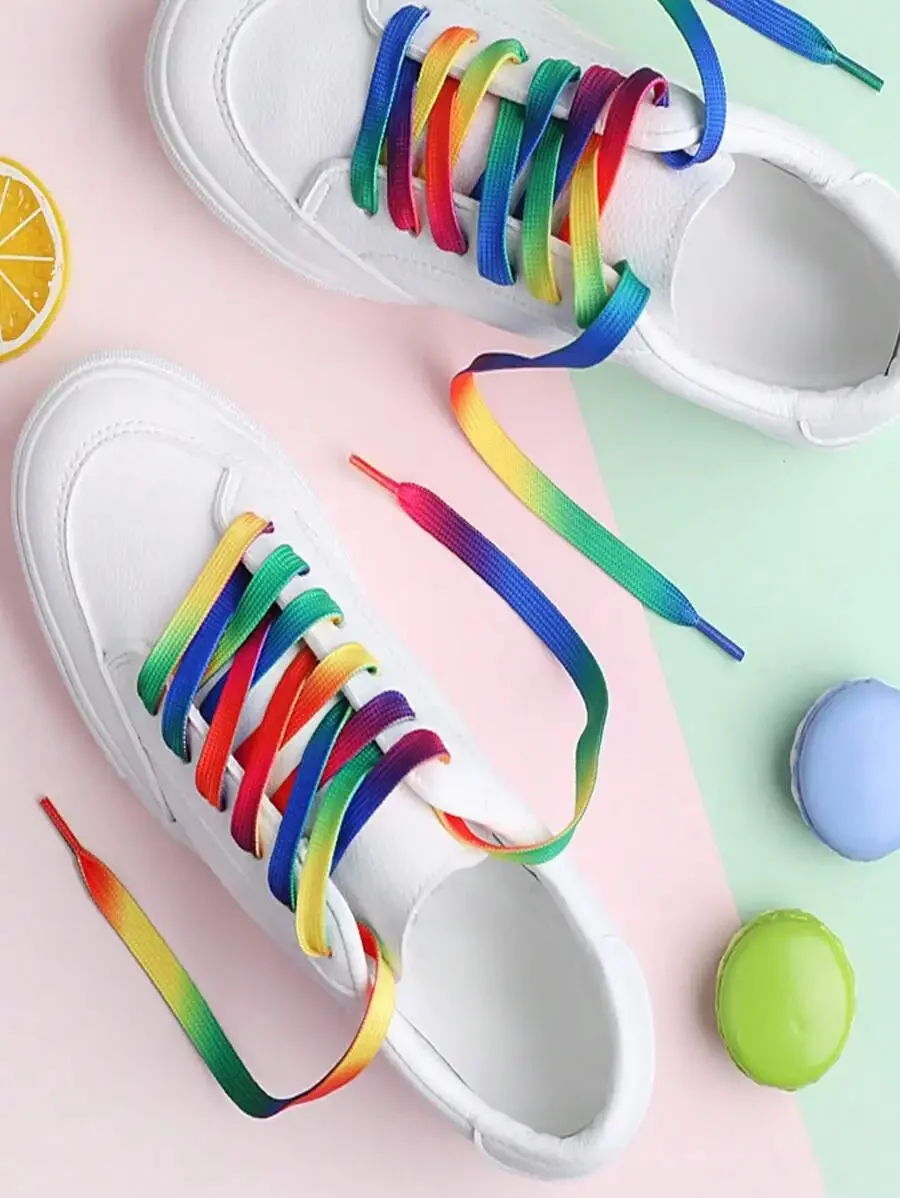 

1 Pair 110cm Colorful Gradient Shoelaces, Suitable For Various Shoe Types, Accessories For Sneakers, Casual Shoes