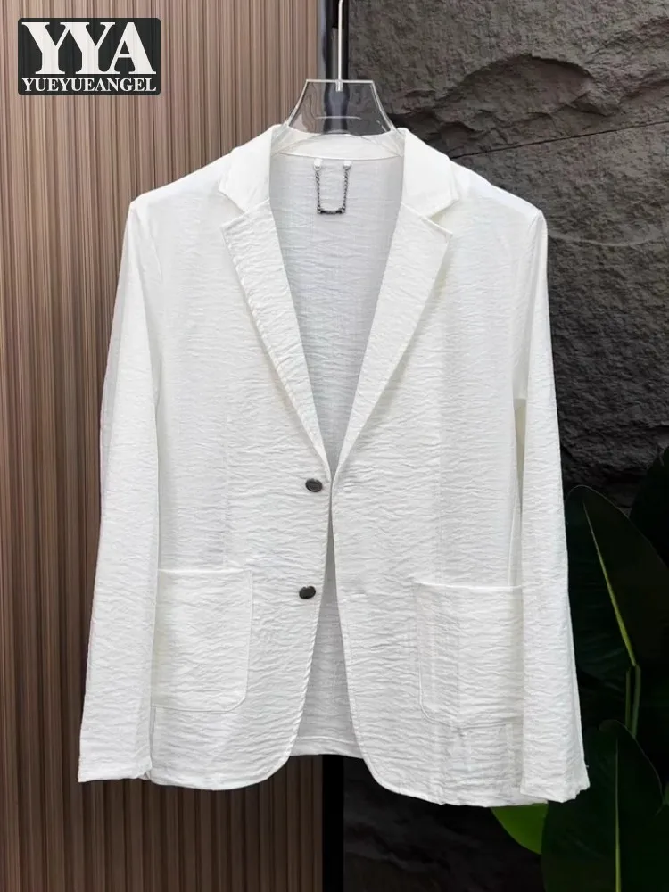 Spring Summer Mens New Style Thin Blazers Jacket Handsome Single Breasted Two Button Business Casual Tops Sunscreen Outerwear