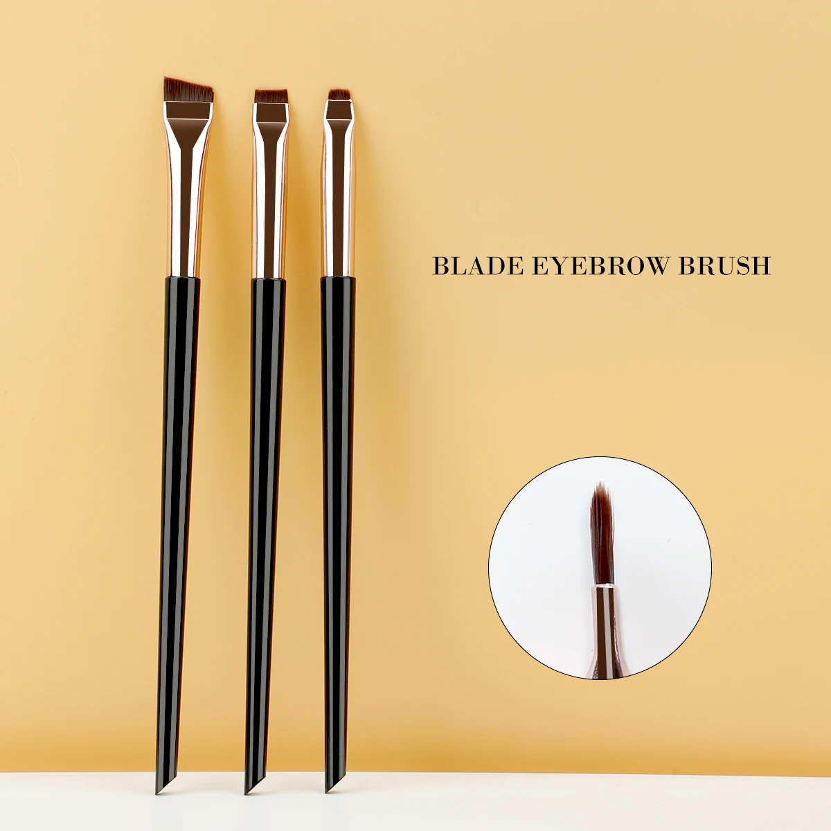 

RANCAI 3PCS makeup brush set eyeliner brush eyebrow application aluminum tube plastic handle cosmetics tools