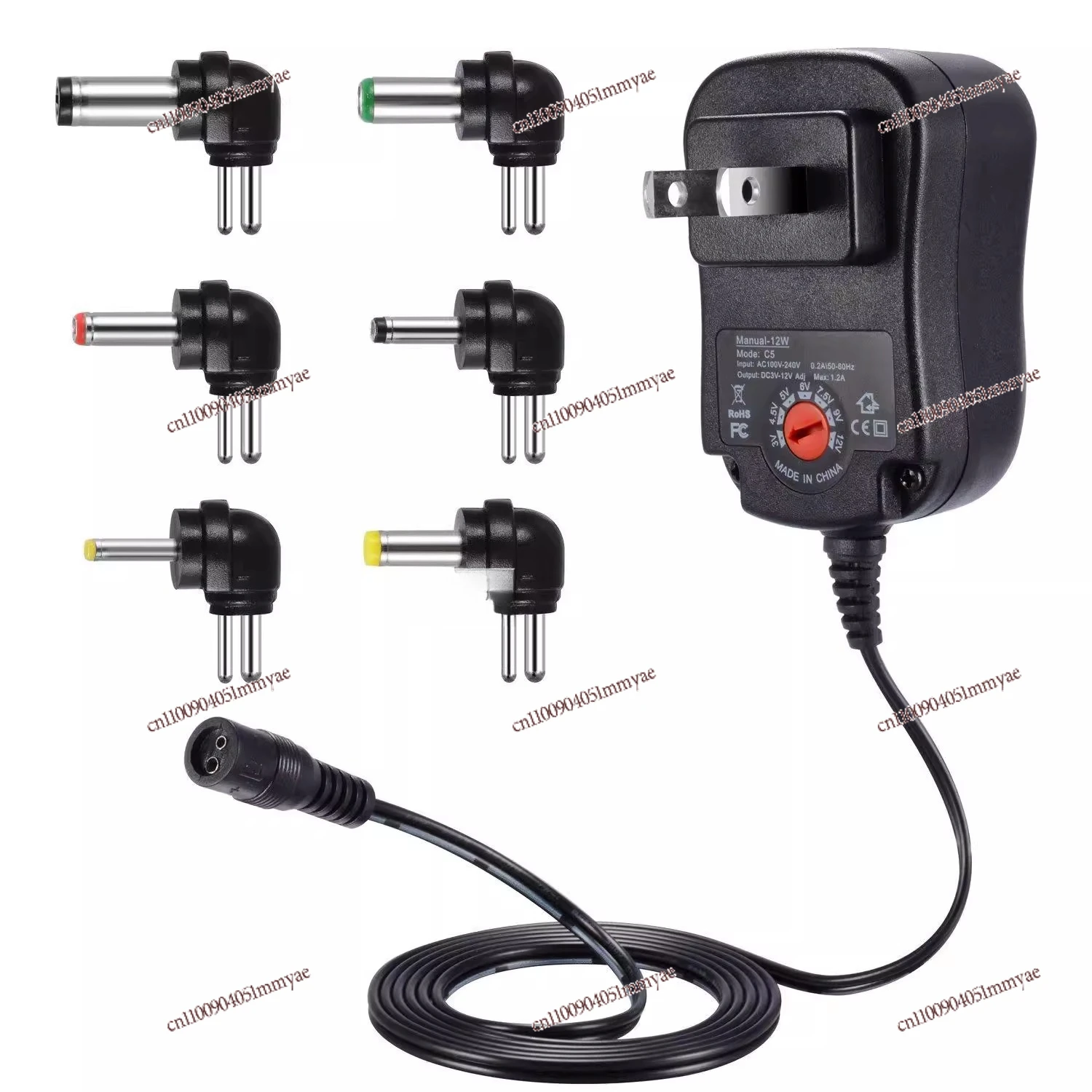 

12W Adjustable Power Supply Voltage Adapter, Multi-function Transformer 3V4.5V5V6V7.5V9V12V Charger