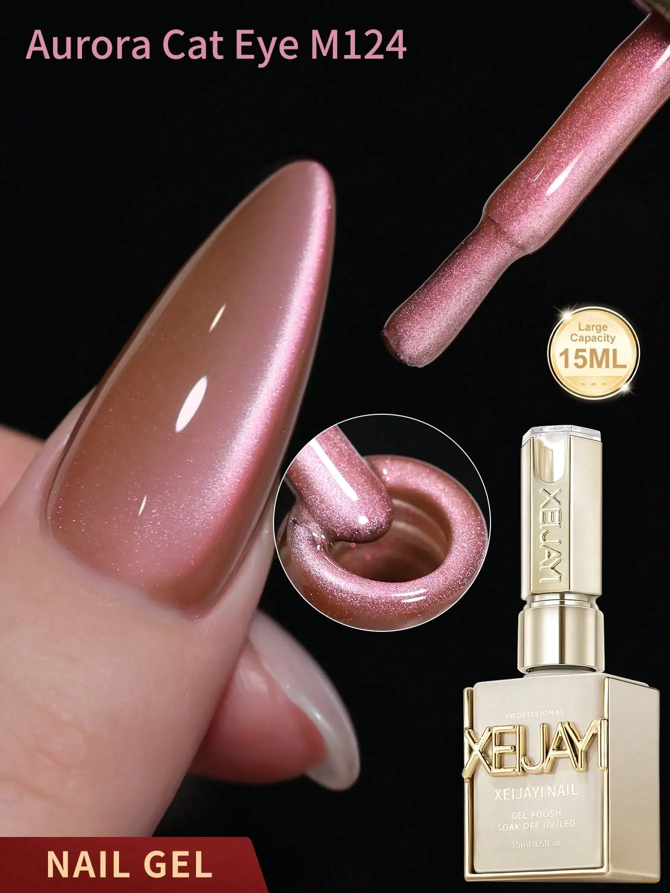 

XEIJAYI 1 шт. Гель-лак для ногтей Aurora Cat Eye, длительный и глянцевый, салонное качество, идеально подходит для модных женщин, любителей дизайна ногтей