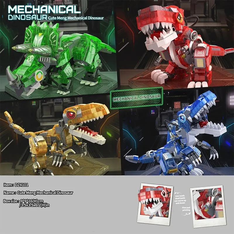 Luminous Dinosaur Building Blocks Set Glow In The Dark Jurassic Dinosaur Mechanical Assembly Tyrannosaurus Rex Bricks Kids Toys