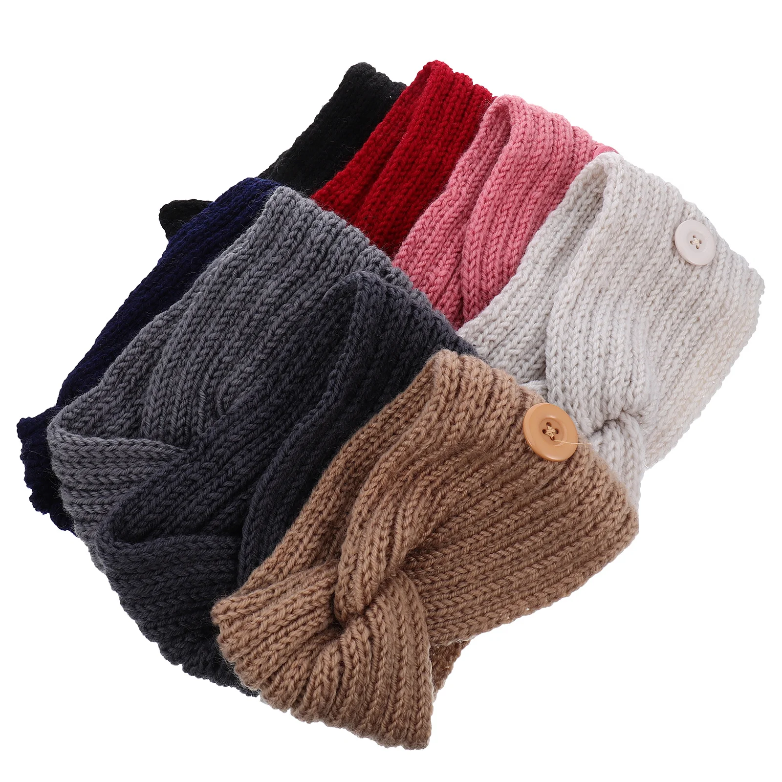 

8pcs Winter Warm Knit Headband For Mask Button Ear Saver Face Mask Comfort Fit Soft Skin Friendly Stretchy Durable Hairband
