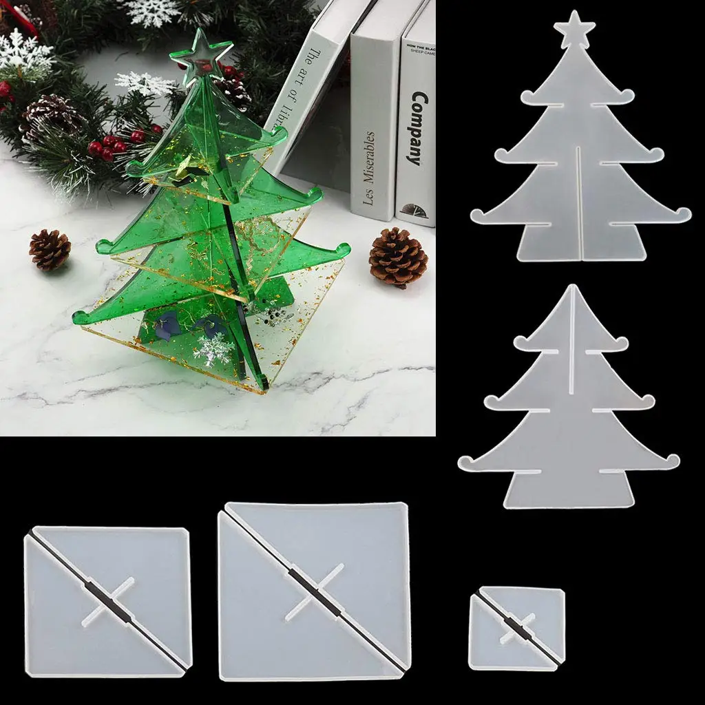 

3-Tier Christmas Tree Cake Stand Tray Epoxy Resin Mold Fruit Tray Silicone Mould Christmas Theme Decor Art Crafts Silicone