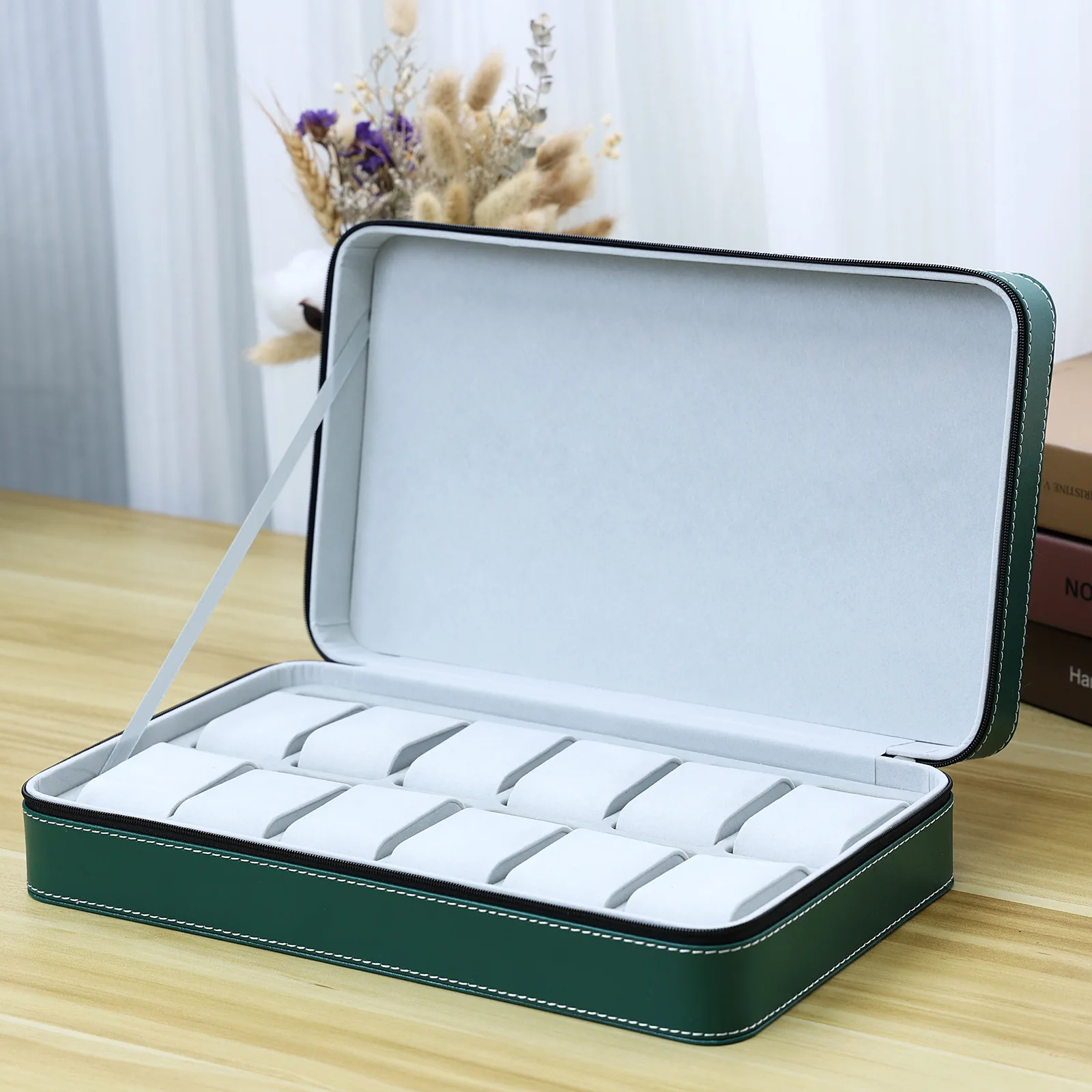 Luxury 6/10/12 slot Portable Leather Watch Box Watch Good Organizer Jewelry Storage Box Zipper Easy Carry Men Watch Box New D50