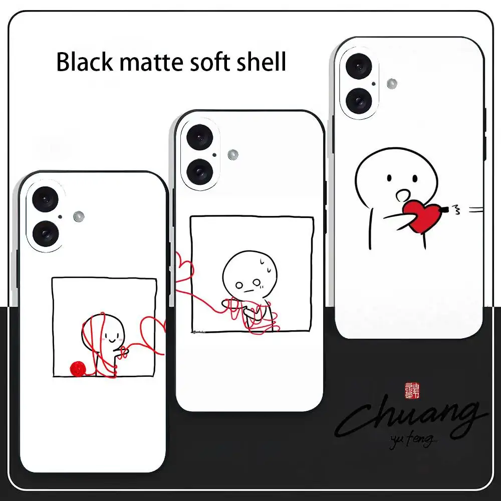 

Funny Boy Girl Couple Phone Case Stylish Black Matte TPU Case For 11-16. Anti-slip And Wear-resistant