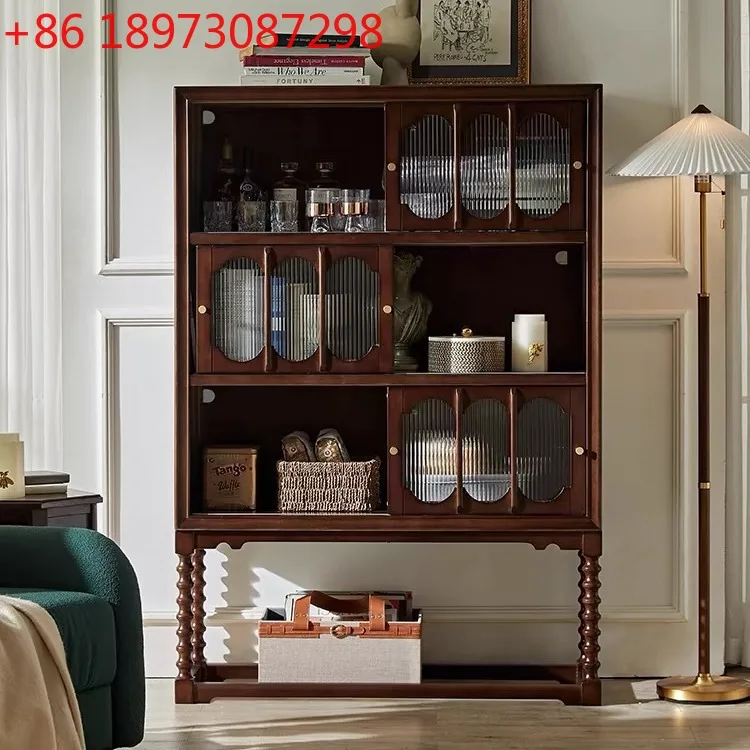 خزانة طويلة قديمة من الخشب الصلب الأمريكي، خزانة مشروبات لغرفة المعيشة، خزانة جانبية لتناول الطعام، خزانة تخزين كتب رئيسية في العصور الوسطى