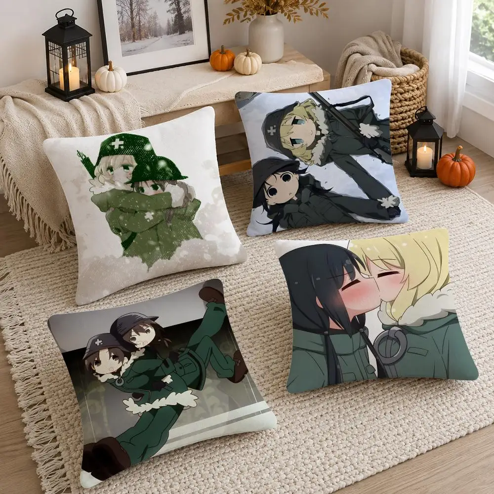Girls' Last Tour Chito Yuuri Cushion Cover Soft Fluffy Short Plush Throw Decorative Cushion Covers for Sofa Bedroom Home Decor
