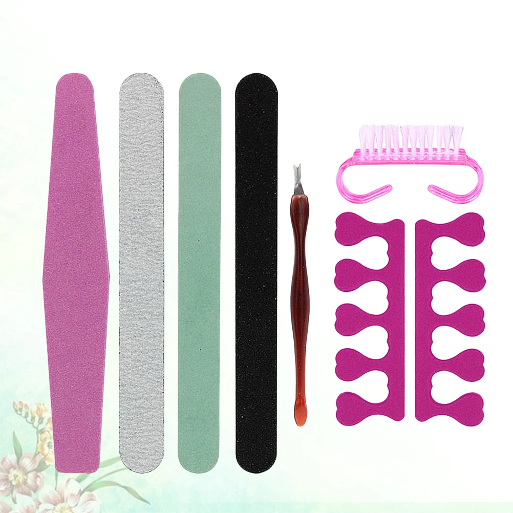 

7pcs Manicure Tool Set Nail Files Toe Separator Buffer Block Dead Skin Fork Durable Long Lasting Use Great Travel Home