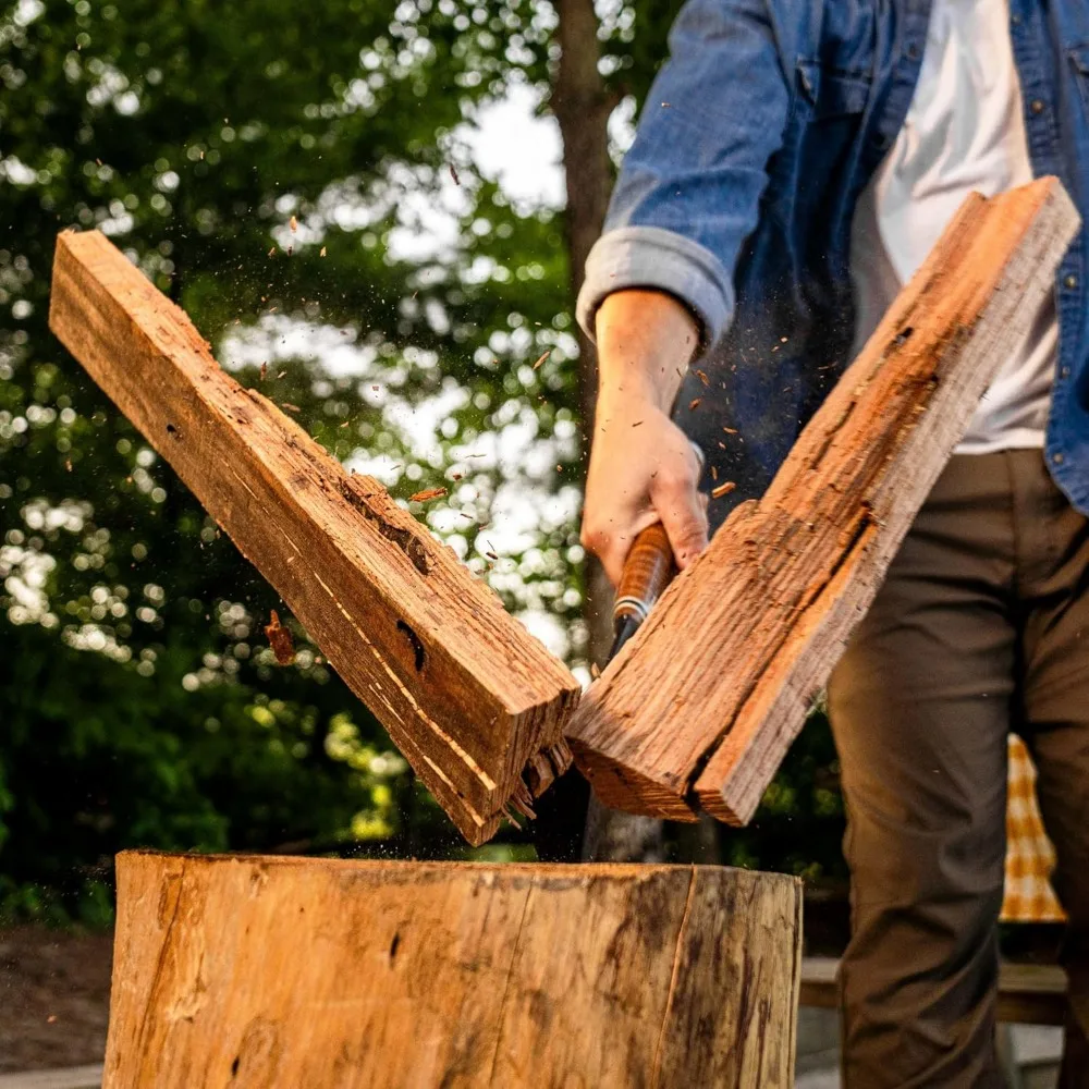 Maul de divisão de madeira premium de 14 polegadas com aço forjado e punho de couro para fácil corte de lenha