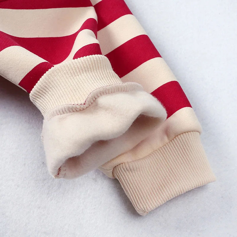 0-2Y طفل الفتيات عيد الميلاد رومبير القطن صوف مبطن سانتا كلوز ارتداءها مع قبعة الرضع الفتيان بذلة الشتاء الدافئ عيد الميلاد الزي #5