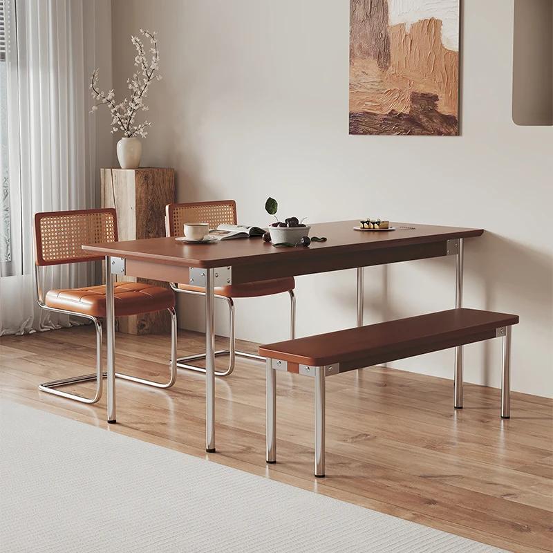 Tavoli da pranzo per feste in piccoli spazi Decorazione quadrata Tavoli da pranzo nordici marroni Cucina moderna Mesa De Comedor Mobili per la casa