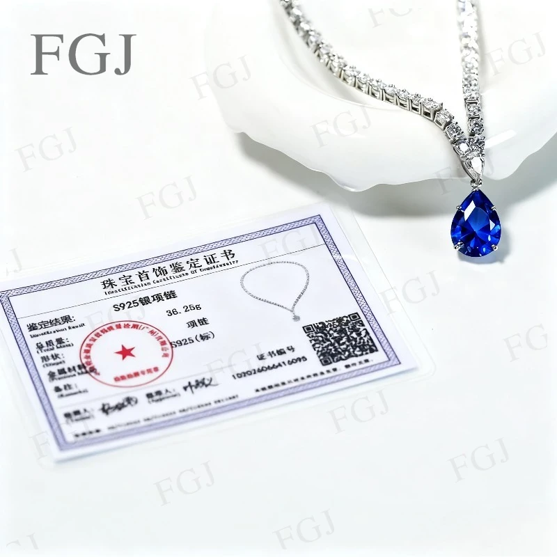 

Custom Pendant Necklace 925 Sterling Silver Moissanite Lab Gemstone Pendant Necklace Pear Cut Unique Jewelry Gifts For Women