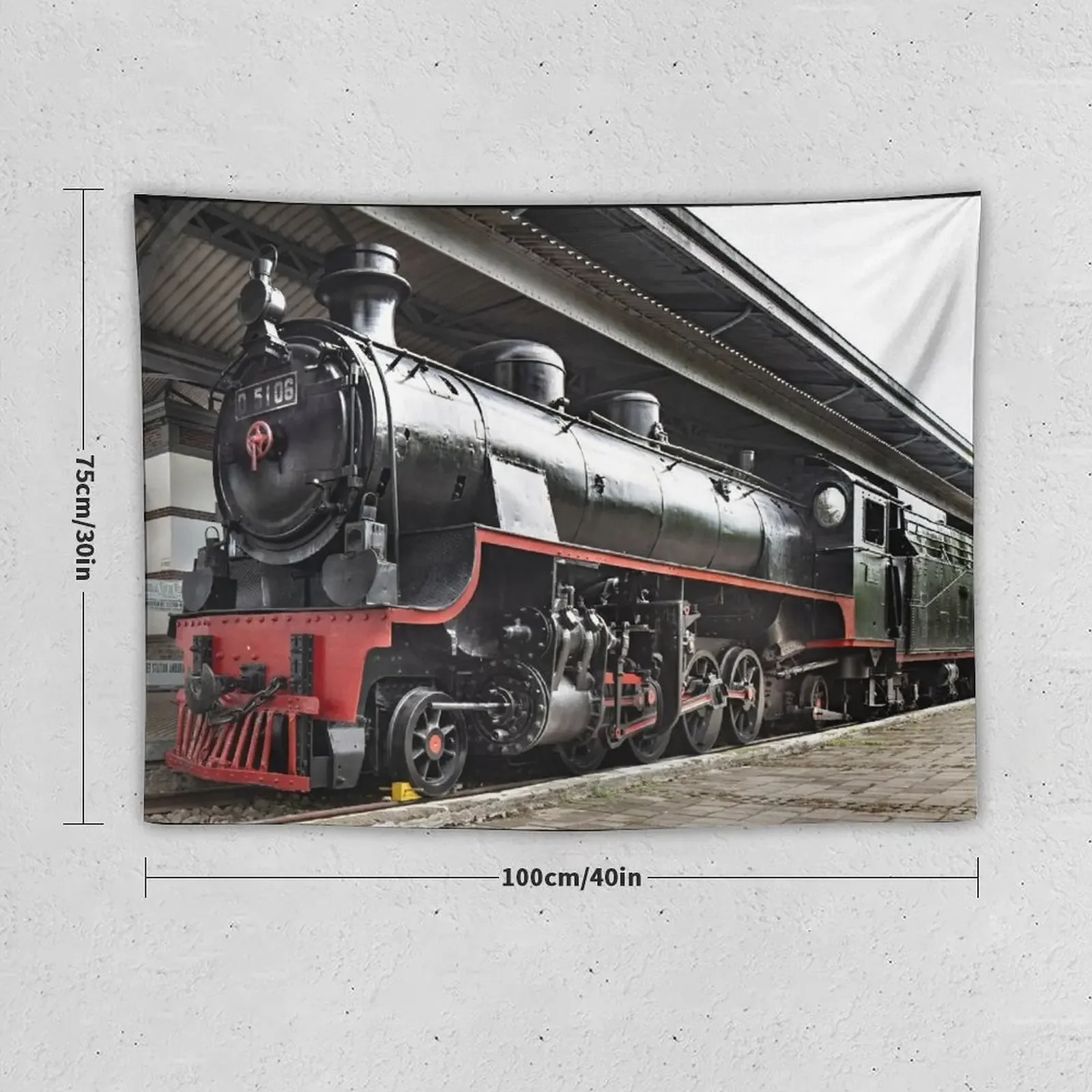 PJKA Steam Locomotive No. D5106 - Ambarawa Railway Museum, Java, Indonesia Tapestry Luxury Living Room Decoration Tapestry