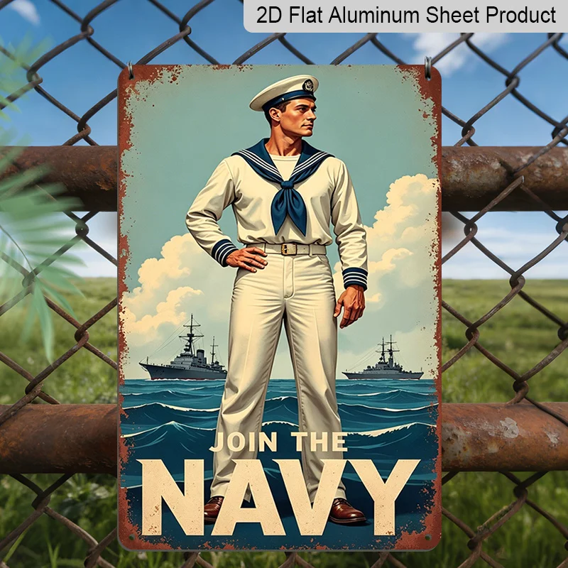 1pc Nautical Plaque - Vintage Sailor & Battleships Naval Theme, Durable Wall-Mounted Join The Navy Sign Suitable for Kitchen