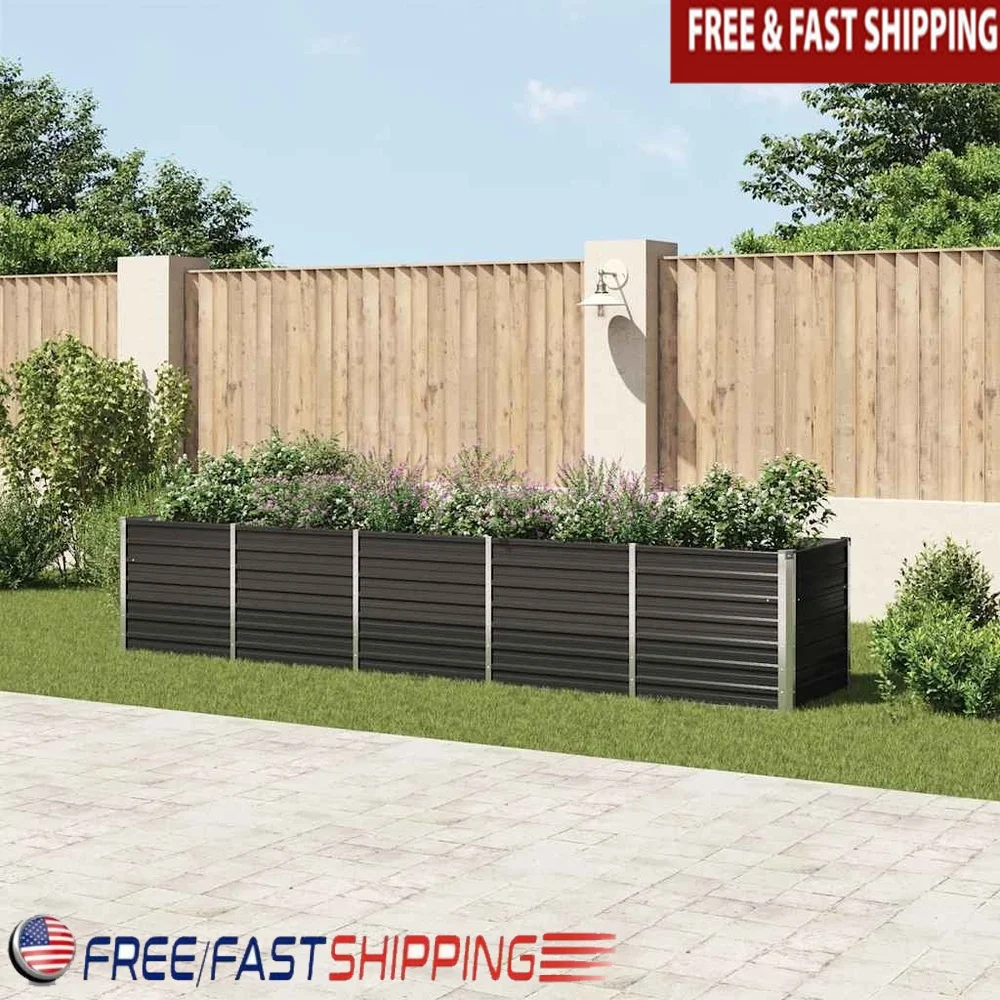 

Galvanized Steel Raised Garden Bed Planter Open Bottom Weather Resistant Durable Flower Vegetable Herb Grow Box