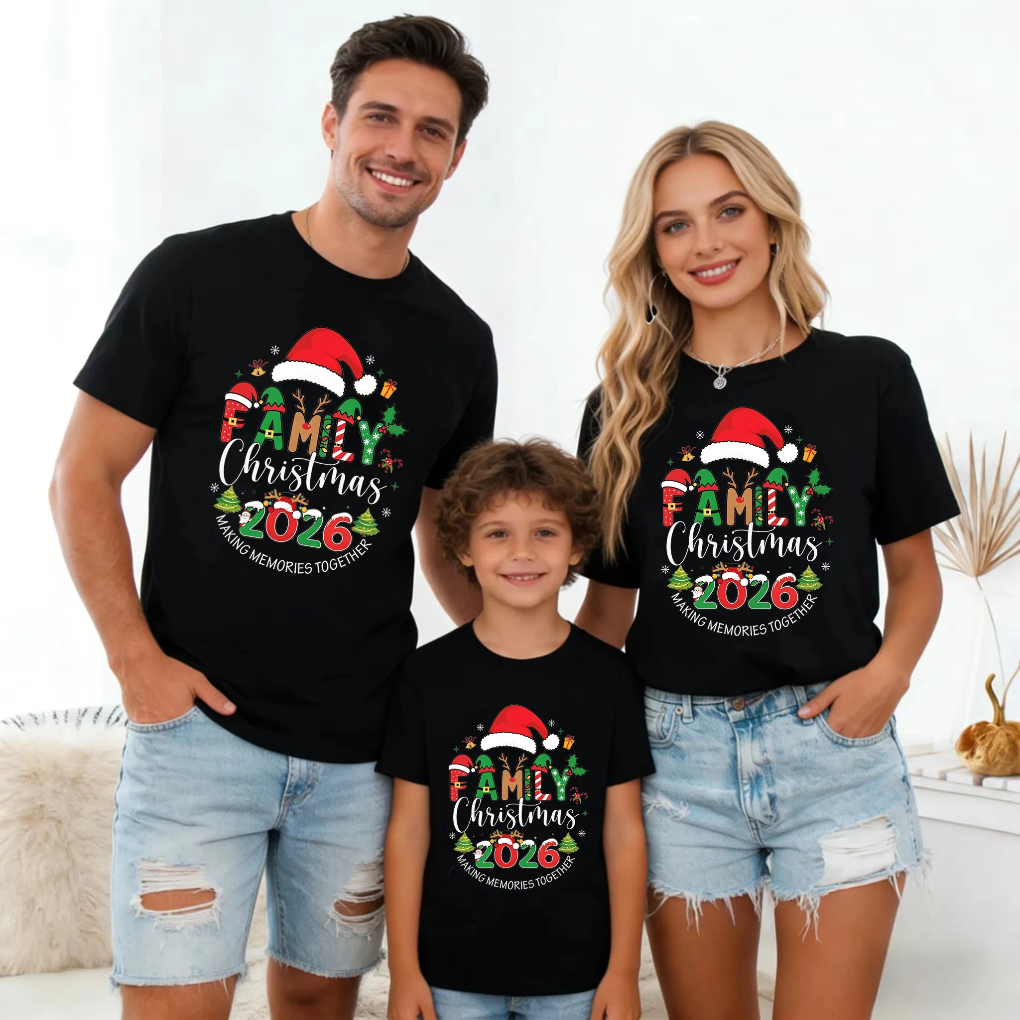 Family Christmas 2026 Making Memories Together Printed T Shirt Christmas Gift Famliy Matching T-Shirt Summer T-shirt