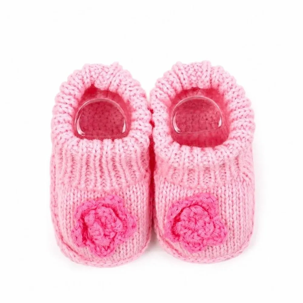 1 Pair Soft Sole Knitted Baby Shoes Cartoon Pattern Warm Lining Toddler Sock Shoes Anti-slip Design Comfortable Fit