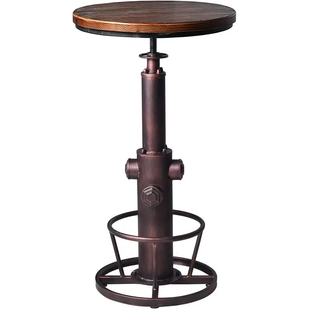 

Adjustable Height Swivel Bar Table with Round Wooden Top, 38.6-48.4, 23.7 Diameter