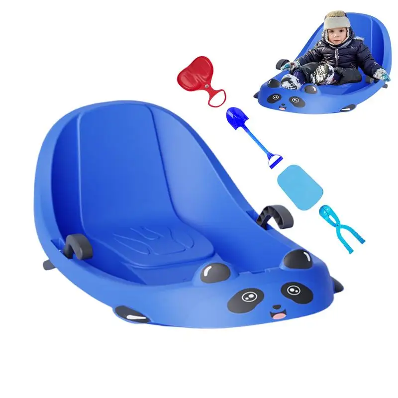 Toddler Sled Winter Kids Steerable Snow Toboggan Toddler Sled With Ergonomic Handle Grips For Kids Boys Family