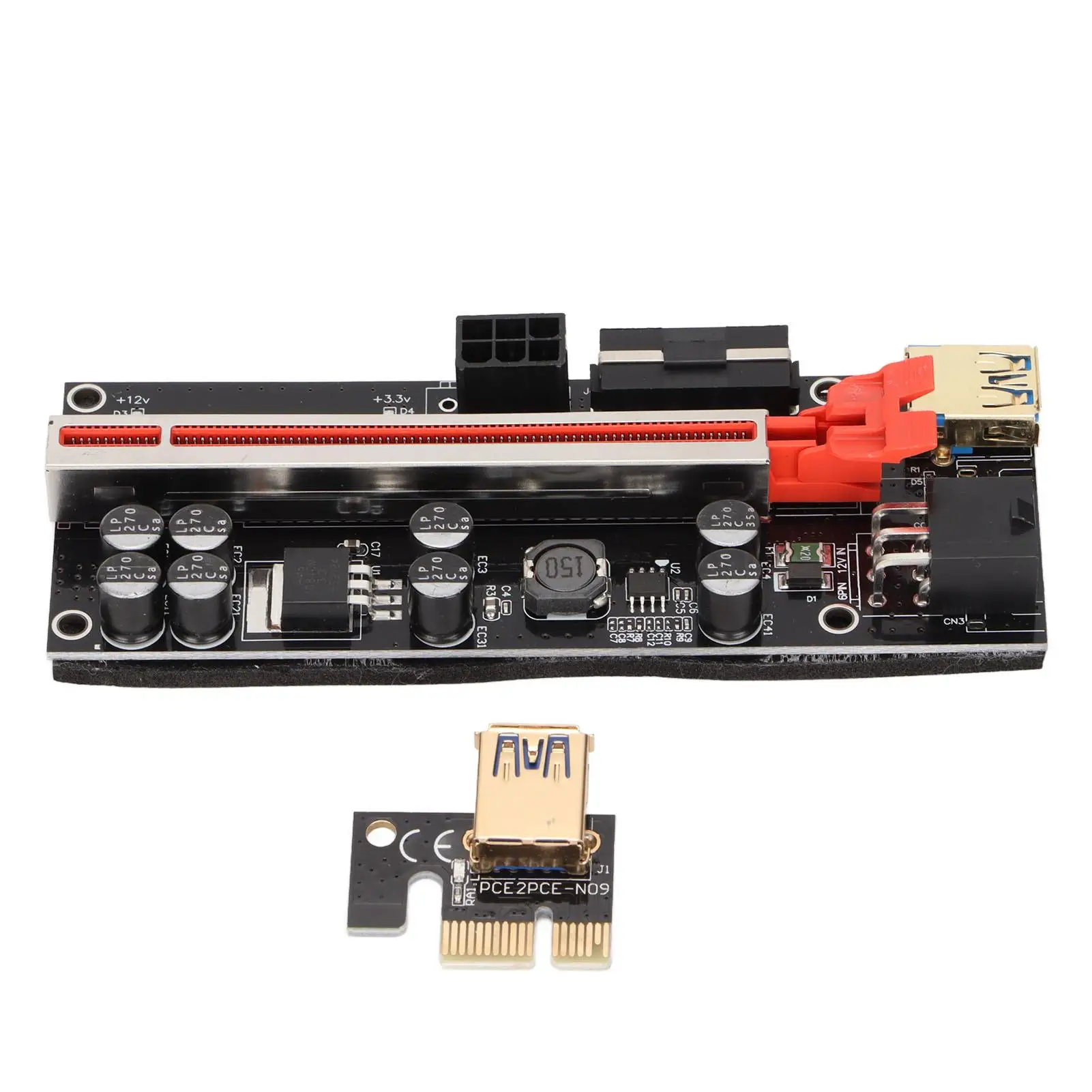 PCIe Riser Adapter Card 1X to 16X Easy Operation High Conversion Efficiency with 4 FP Capacitors