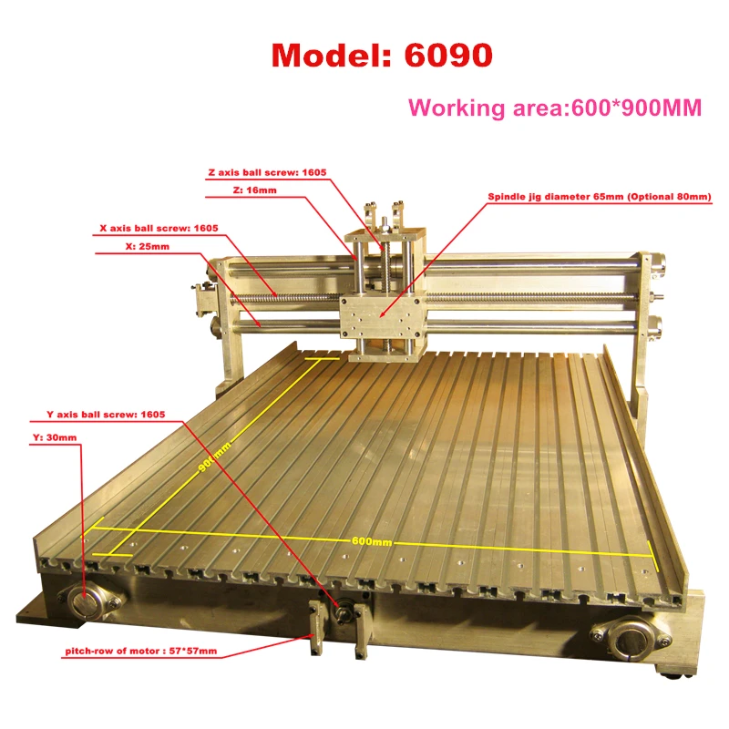 CNC工作機械用フライス盤,金属および木材用フライス加工機,6090x600mm,日曜大工および彫刻ネジ900