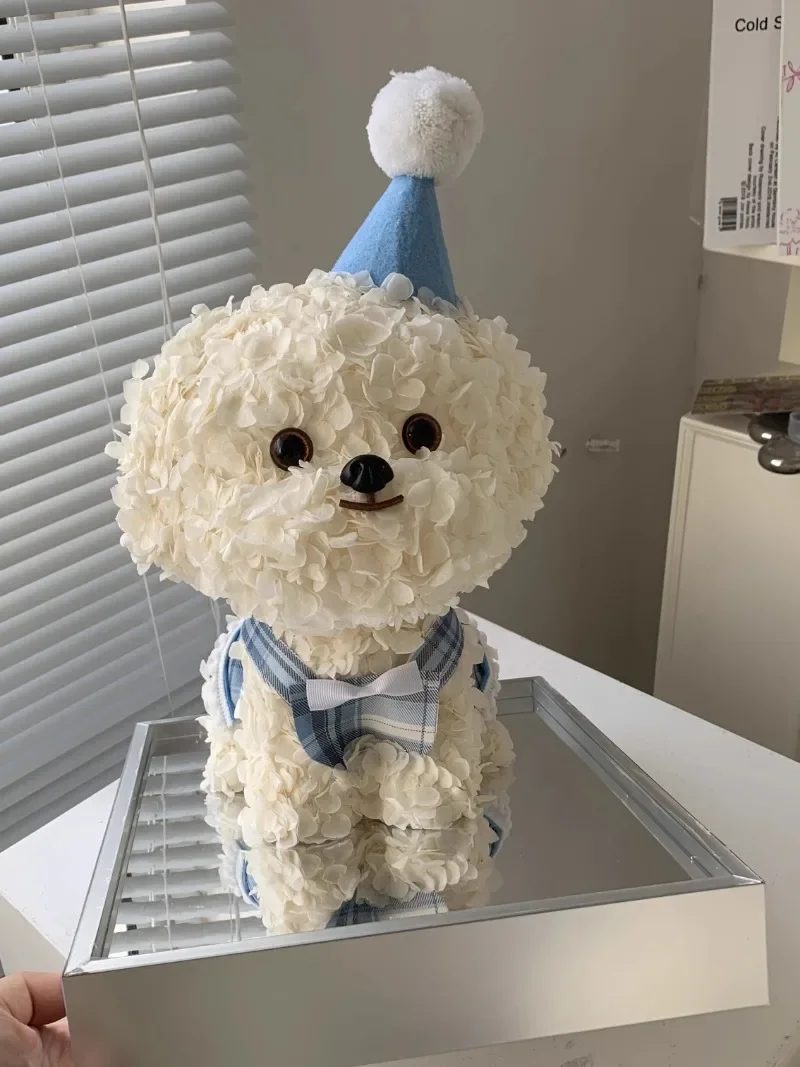 

Bichon Teddy Dog Maltese Puppy Immortal Flower Dog Ornament Gift Box