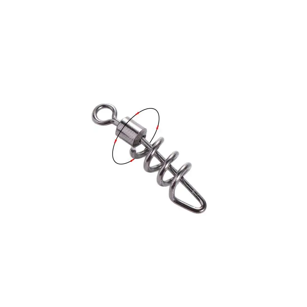 20PCS 2#-10# Fishing Rolling Swivel Stainless Steel with Screwed Snap 8-Shape Connect Ring Strong Tensile Force Quick Buckle