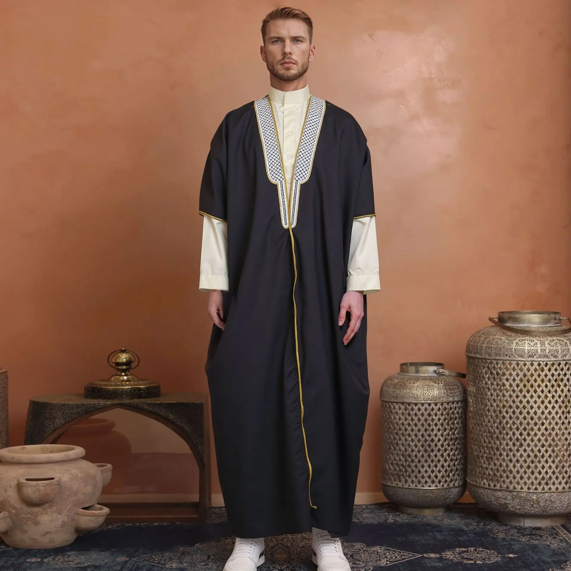 ชุดคลุมยาวแบบมุสลิมสำหรับผู้ชาย จุบบะ โธบ คิโมโน ดิชดาชา อิสลาม ดูไบ ซาอุดีอาระเบีย ชุดละหมาด ชุดสุภาพ อบายะ คาฟตัน รอมฎอน โมร็อกโก ชุดอบายะสำหรับผู้ชาย