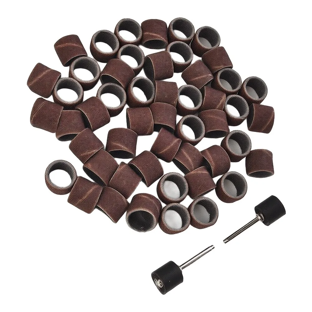 for durable Convenient Sanding Bands Polishing Set W/ 2 Mandrels 100Pcs 80 Grit Abrasive Accessories Grinding Sleeves