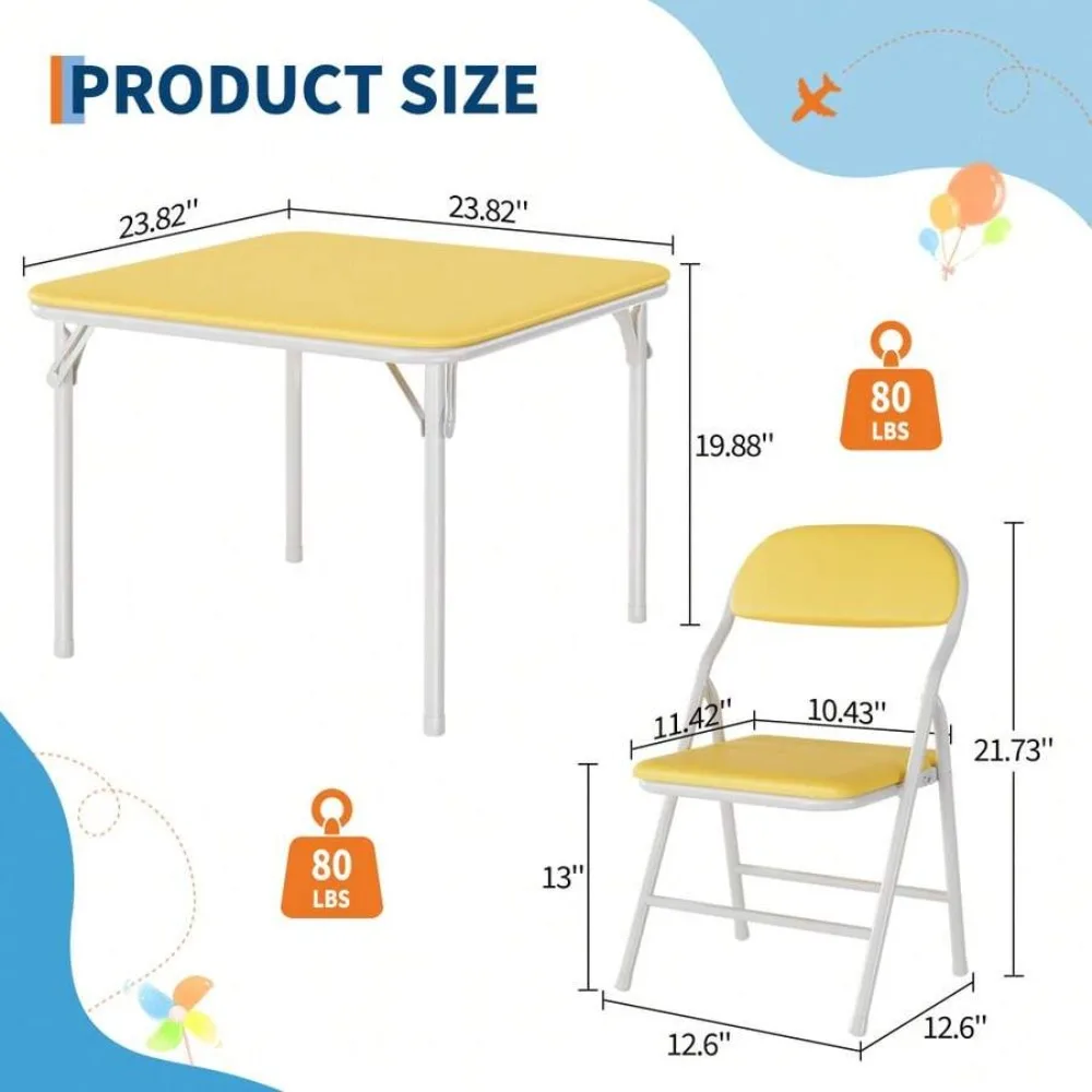 Foldable Square Table and Chairs Set for Indoor Outdoor Use, Compact Collapsible Dining Set with Lightweight Portable Seating, Space Saving Folding Furniture for Home, Parties, Camping, Picnics, Balcony, 4 Piece Patio Table and Chairs view 3