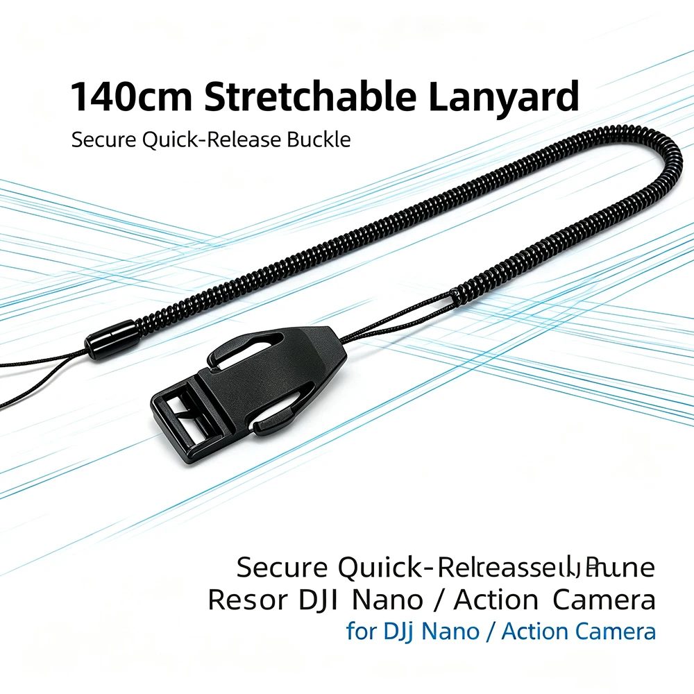 Retractable Spring Anti-Lost Lanyard Rope Safety Strap Accessory For DJI Osmo Nano Thumb Action Camera Stretch Auxiliary Strap