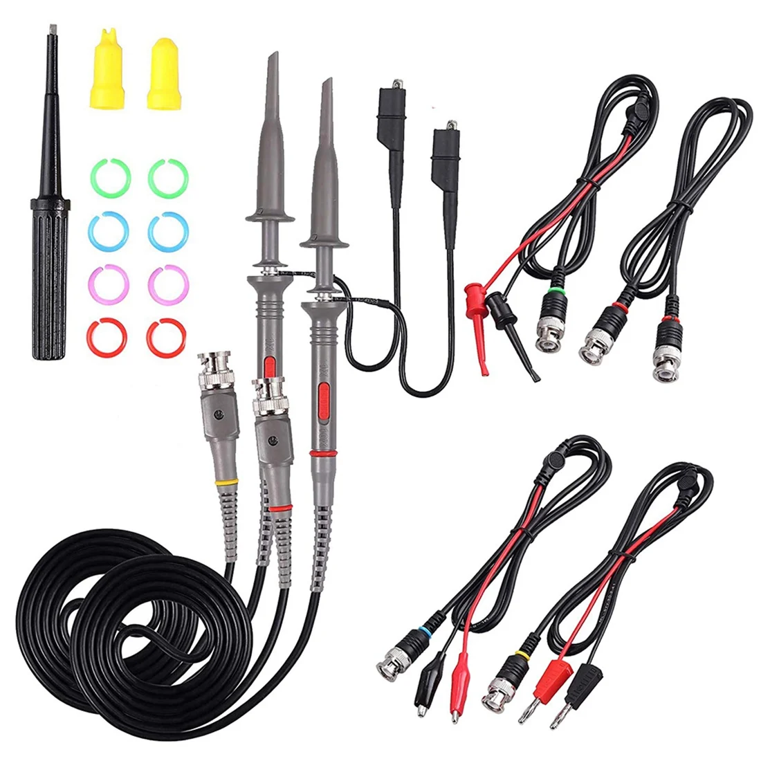 

F-T Universal Oscilloscope Probe With Accessories Kit 100Mhz Oscilloscope Clip Probes With BNC To Test Lead Kit