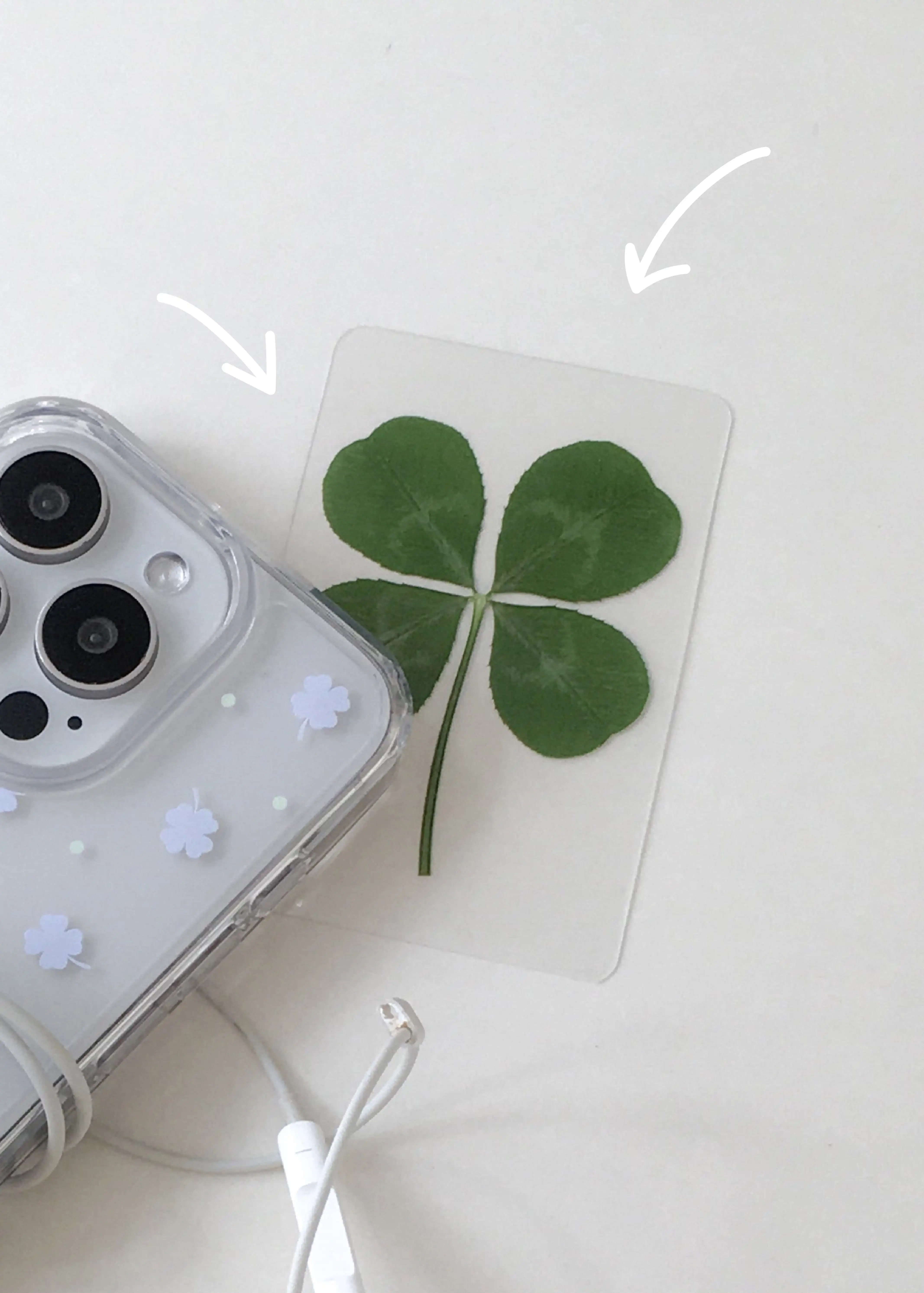 Korean ins niche design temperament small fresh lucky four-leaf clover Korean version of high penetration simple hard shell for