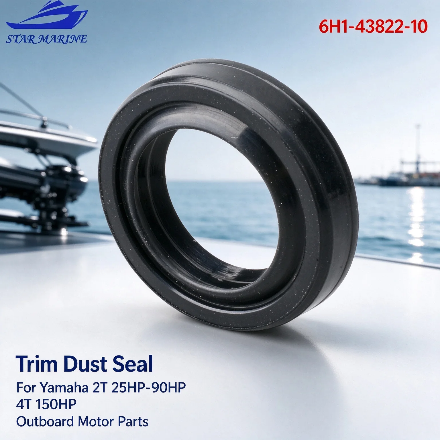 Outboard Engine Seal, Trim Dust 6H1-43822-10 for Yamaha 2T 25/50/55/60/70/75/80/85/90HP 4T 150HP outboard motor