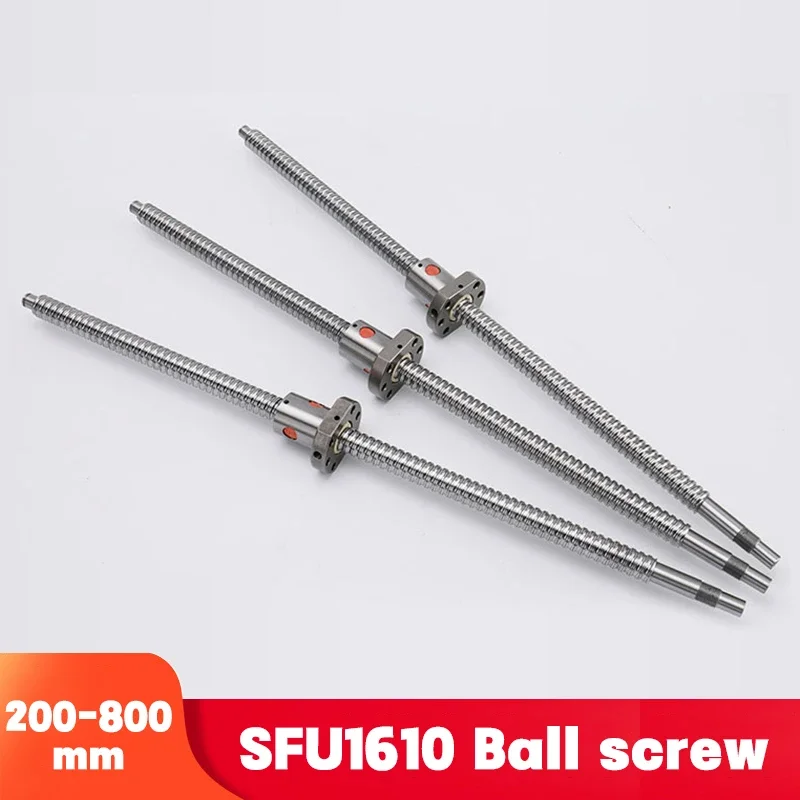 SFU1610 300 350 400 450 500 550 600 650 700 800mm C7 precision ball screw with 1610 flanged single ball nut BK / BF12 machining